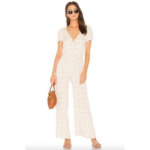 Free People Mia Short Sleeve Fruit Print Jumpsuit In Ivory Size XS